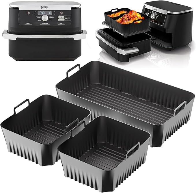 Air Fryer Silicone Mould for Ninja AF500EU, Air Fryer Accessories for Ninja 10.4L AF500EU, Airfryer Pot Square for Ninja Foodi Flex, Air Fryer Mould for COSORI Air Fryer 10L Twinfry - Image 1