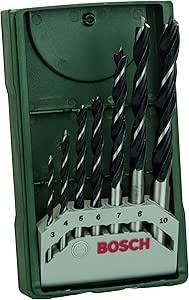 Bosch Accessories Bosch 7-Piece Mini X-Line Wood Twist Drill Set (for Soft and Hard Wood, Diameter 3-10 mm, Drill and Drill Accessories and Drill Holder) - Image 1