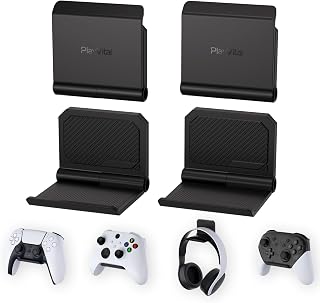 playvital Support pour ps5 Manette/Console/Casque Mural,Porte pour ps4 Controller Stand Holder pour Nintendo Switch Pro pour Xbox Wireless Headset,Fold Socle Base 4 PCS-Noir - Image 1