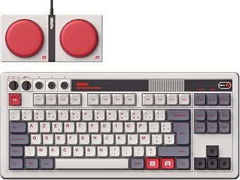 8Bitdo Retro Mechanical Keyboard, Bluetooth/2.4G/USB-C Hot Swappable Gaming Keyboard with 87 Keys, Dual Super Programmable Buttons for Windows and Android - AZERTY FRENCH ISO Layout - Image 1
