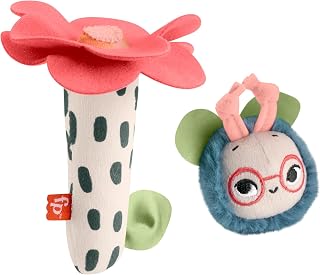 Fisher-Price Coffret de 2 peluches d’éveil Mon Abeille à Secouer collection Planet Friends, jouets sensoriels pour bébés à partir de 3 mois, HYR56 - Image 1