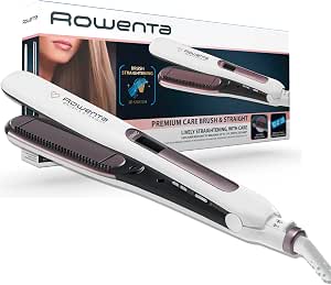 Rowenta Brush&Straight Straightener Temperature Control Flawless Smoothing in One Pass Fast Heat Up Time SF7510F0 - Image 1