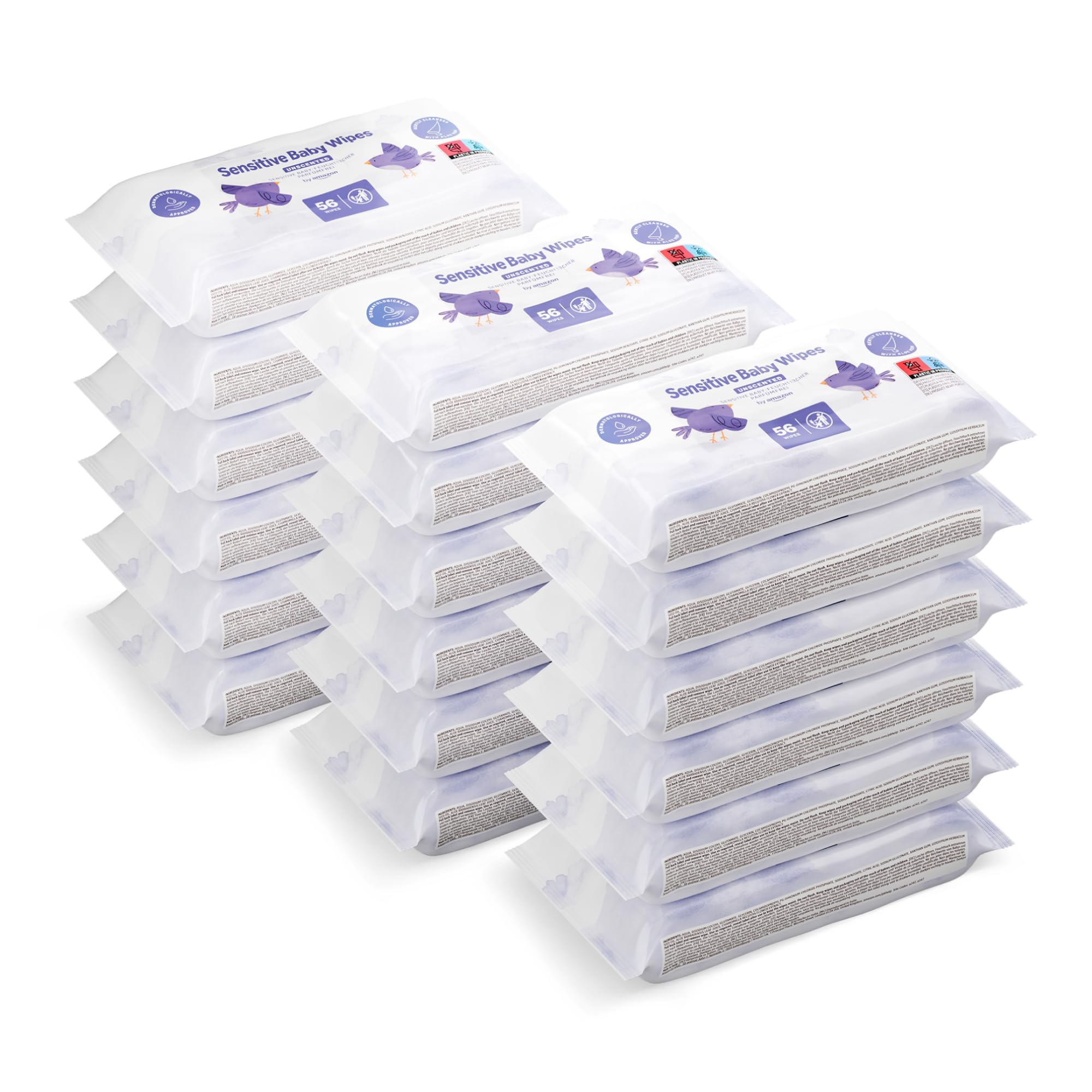 by Amazon Sensitive Baby Wipes, 1008 Wipes, Unscented, 18 Packs of 56 (Formerly Mama Bear Brand, Same Product) - Image 1