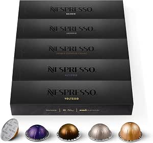 Nespresso Vertuo – Top Selection Bundle of 50 Coffee Capsules – 10 x Voltesso, 10 x Altissio, 10 x Chiaro, 10 x Arondio, 10 x Melozio - Image 1