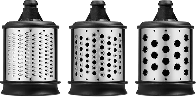 KitchenAid 5KSMEMVSC Grater Accessory - 3 Pieces of Graters for Vegetables, Cheese and More - Quick Slicer - Stainless Steel - Image 1