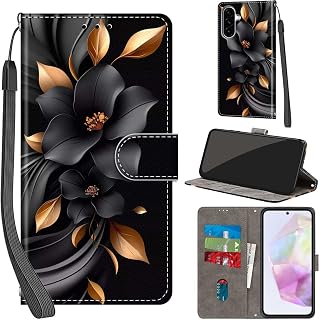 Coque pour Samsung Galaxy A56 5G Cover [Housse en Cuir PU Premium] [Etui à Rabat] [Pochette de Portefeuille], Étui de Protection pour Samsung A56,Fleurs - Image 1