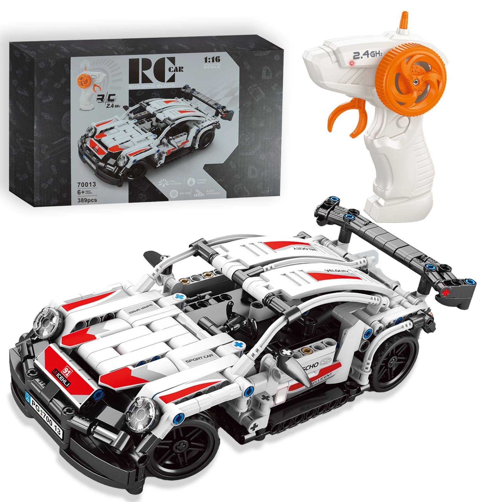 RC F1 Car For Ages 8+ Compatible with Lego Technic, Model White 389 Pieces 1:16 with Remote Control 2.4g Hz, Perfect Birthday Gift for Kids 10 11 12 13 14 15 Years Old - Image 1