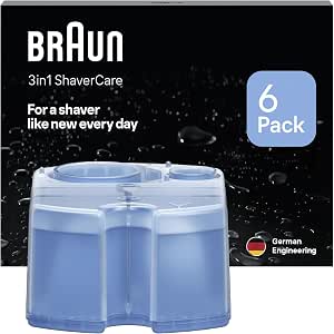 Braun 3in1 ShaverCare Original 3-in-1 Refills for SmartCare Station, Cleans 10x Better Than Water, Formula With Fresh Lemon Scent, For Hygienic Razor Cleaning, Pack of 6 - Image 1