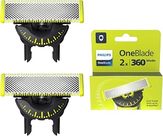 OneBlade 360 Ersatzklingen, für OneBlade Elektrorasierer und Trimmer, mit verstellbarem 5-in-1-Kamm, langlebiger Edelstahl, zum Trimmen, Schneiden und Rasieren, 2er-Pack, (Modell QP420/60) - Image 1