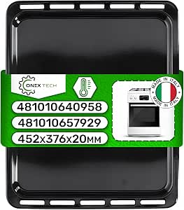 Rectangular Enamelled Oven Tray 452 x 376 x 20 mm Сode Original C00325793 C00325934 481010640958 481010657929 for Whirlpool for Bauknecht for Indesit for Ariston 5 Years ONIX TECH          [Energy Class A+++] - Image 1