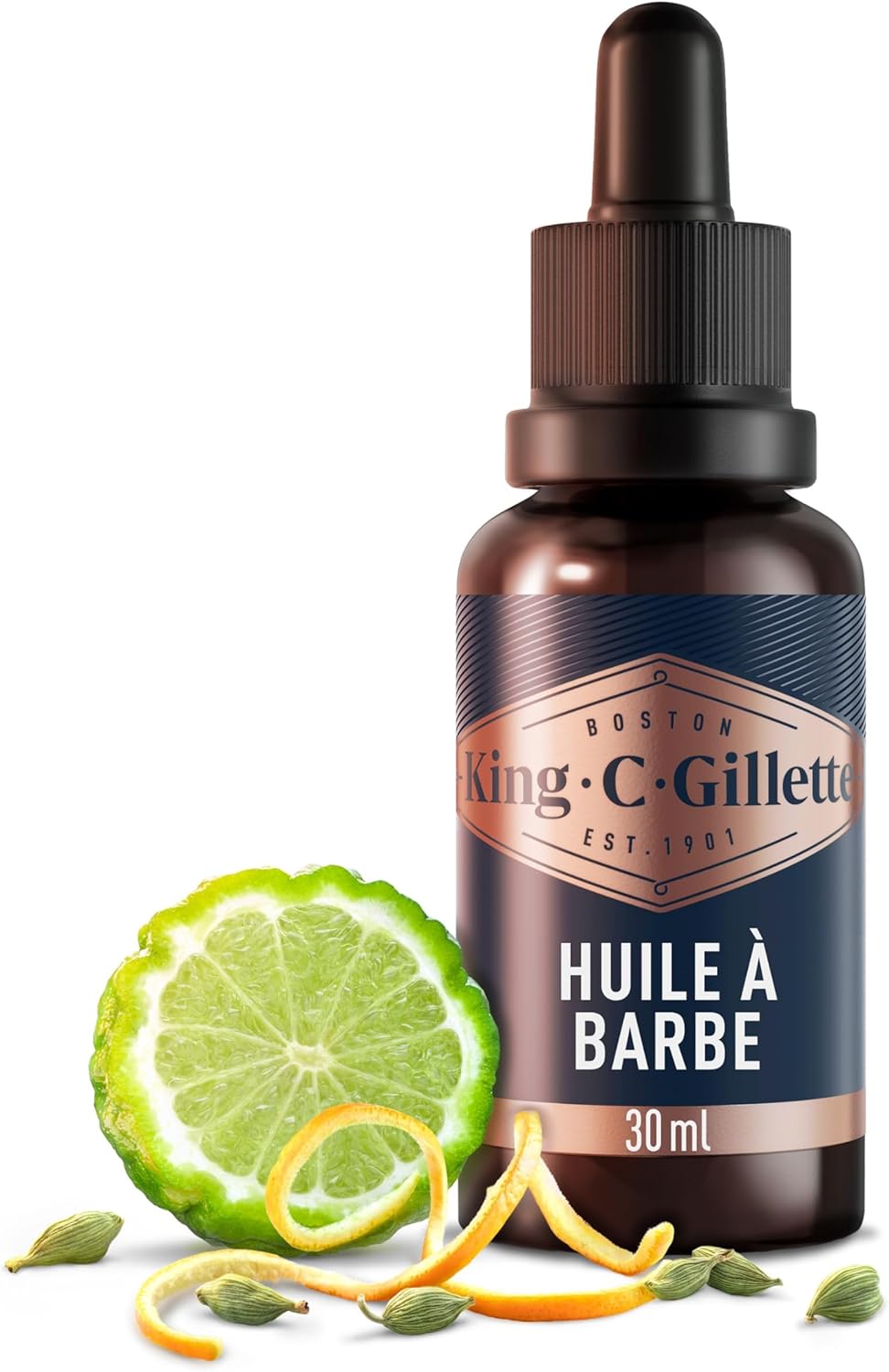 King C. Gillette Men's Beard Oil with Sandalwood Notes, Cedar, Bergamot, Cardamom, Mandarin, Softens and Moisturizes, Care Step for All Beard Types, 30 ml - Image 1