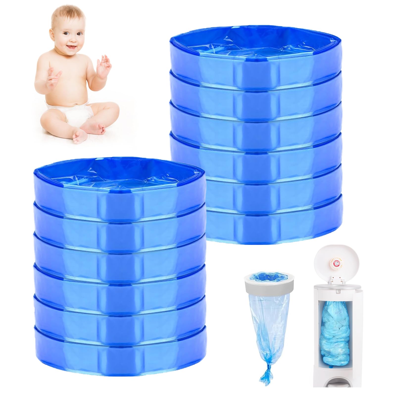 Baby Nappy Bin, 12 Pieces Refill Nappy Bin, Baby Refill Nappy Bin Bag Compatible with Tommee Tippee, Angelcare, Genie Litter Locker, 7 Protective Layers - Image 1
