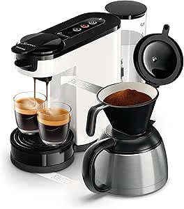 Philips Senseo Switch HD6592/04 2-in-1 Coffee Pod and Filter Machine, 2-in-1 Brewing Technology, 1 Litre Water Tank, 7 Cups in One Go Colour: White - Image 1