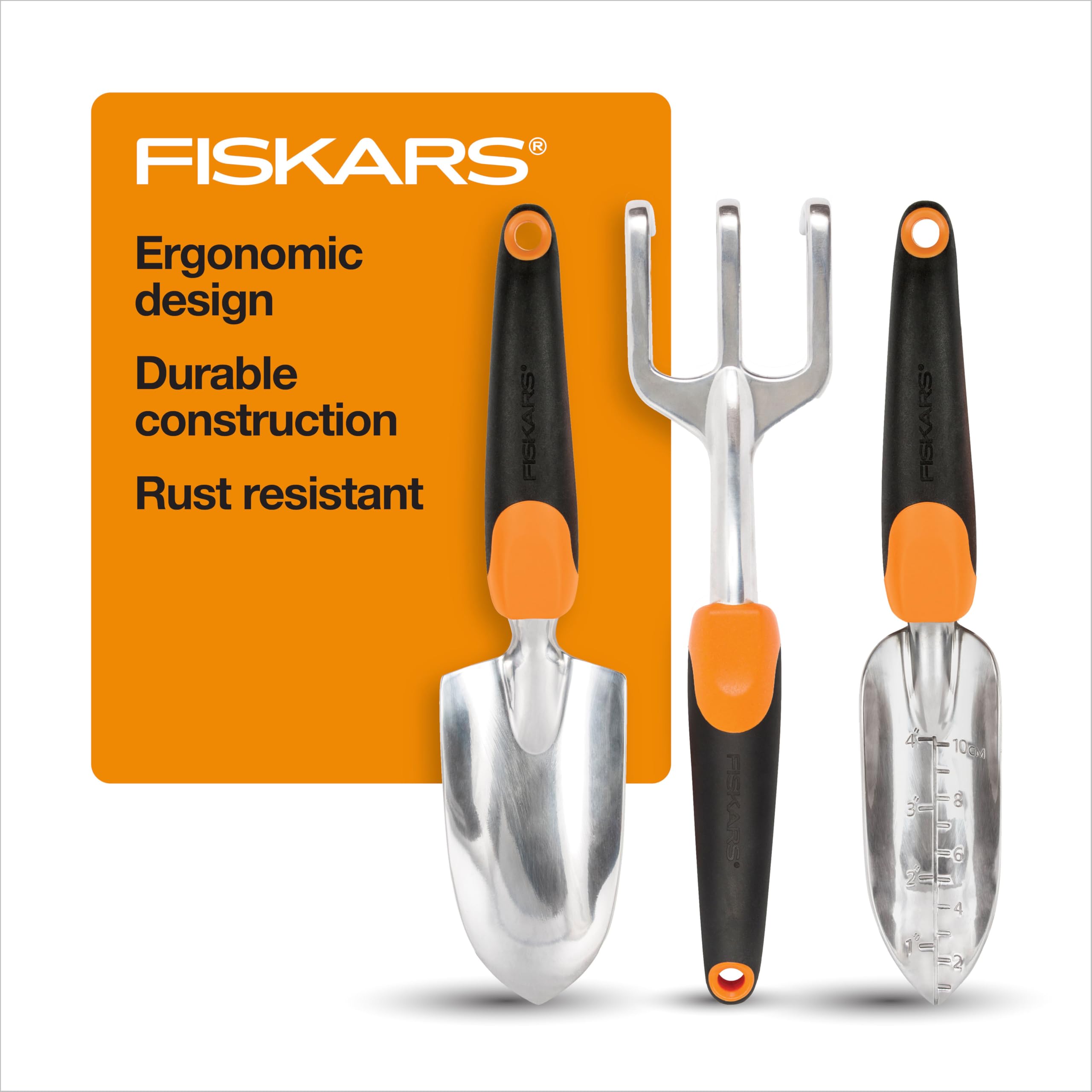 Fiskars Ergo Recyclable Garden Tool Kit Black/Orange - Image 1