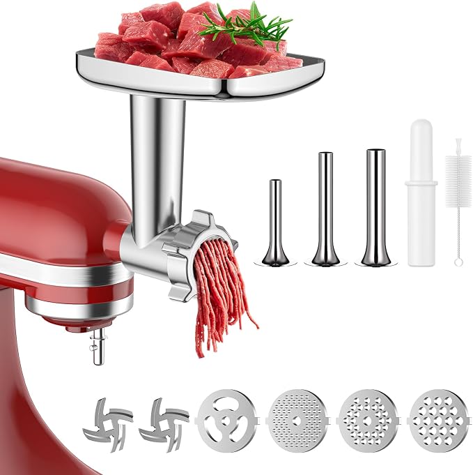 Meat Grinder Accessory for Kitchenaid, Meat Grinder for KitchenAid, Accessory Including 3 Sausage Stuffers, Meat Grinder Spare Parts, EUSZC1705 - Image 1