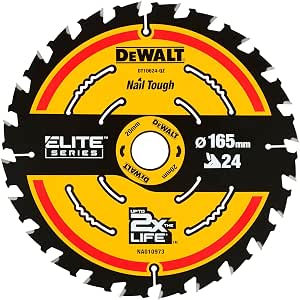 DeWalt DT10624-QZ Circular Saw Blade 165 x 20 x 24T, Yellow/Black - Image 1
