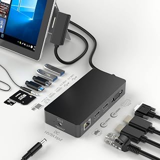 Station d'Accueil Microsoft Surface 13 en 1 Améliorée - Hub Adaptateur Triple Écran pour Surface Pro 9/8/X/7/6/5/4/3, Book 3/2/1, Laptop Go/4/3/2/1 - Image 1
