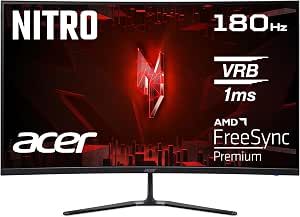 Acer Nitro ED320QRS3 Gaming Monitor 31.5 Inches (80 cm) Full HD, 165 Hz, 5 ms (GTG), 2 x HDMI 2.0, DP 1.4, Curved, DP/HDMI FreeSync Premium, Black - Image 1