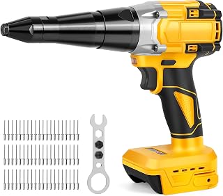 Pistolet à riveter sans fil compatible avec batterie Dewalt 20 V (sans batterie), pince à riveter électrique professionnelle sans balais avec lumière LED, 3 adaptateurs, 60 rivets et clé pour métal - Image 1