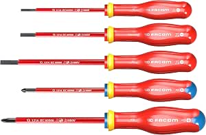 FACOM ATD.J5VE Set of 5 PROTWIST® Screwdrivers Insulated 1000 Volts for Slotted Screws & for Pozidriv® Phillips Screws - Image 1