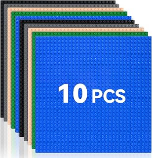 10 Classic Base Plates, Compatible with Lego and All Major Brands for Creative Building Games, Educational Toys, Base Plates with 32 x 32 Studs, Multi-Coloured - Image 1
