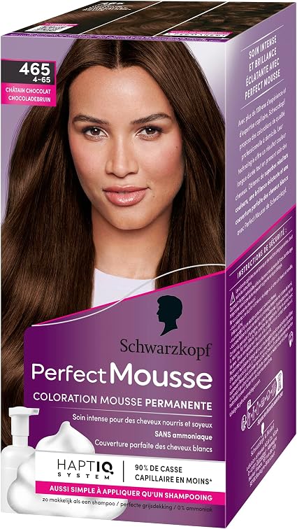 Schwarzkopf - Perfect Mousse - Hair Colour - Ammonia-Free Permanent Mousse - Care Mask 96% Natural Ingredients - Chocolate Brown 465, 1 Unit (Pack of 1) - Image 1