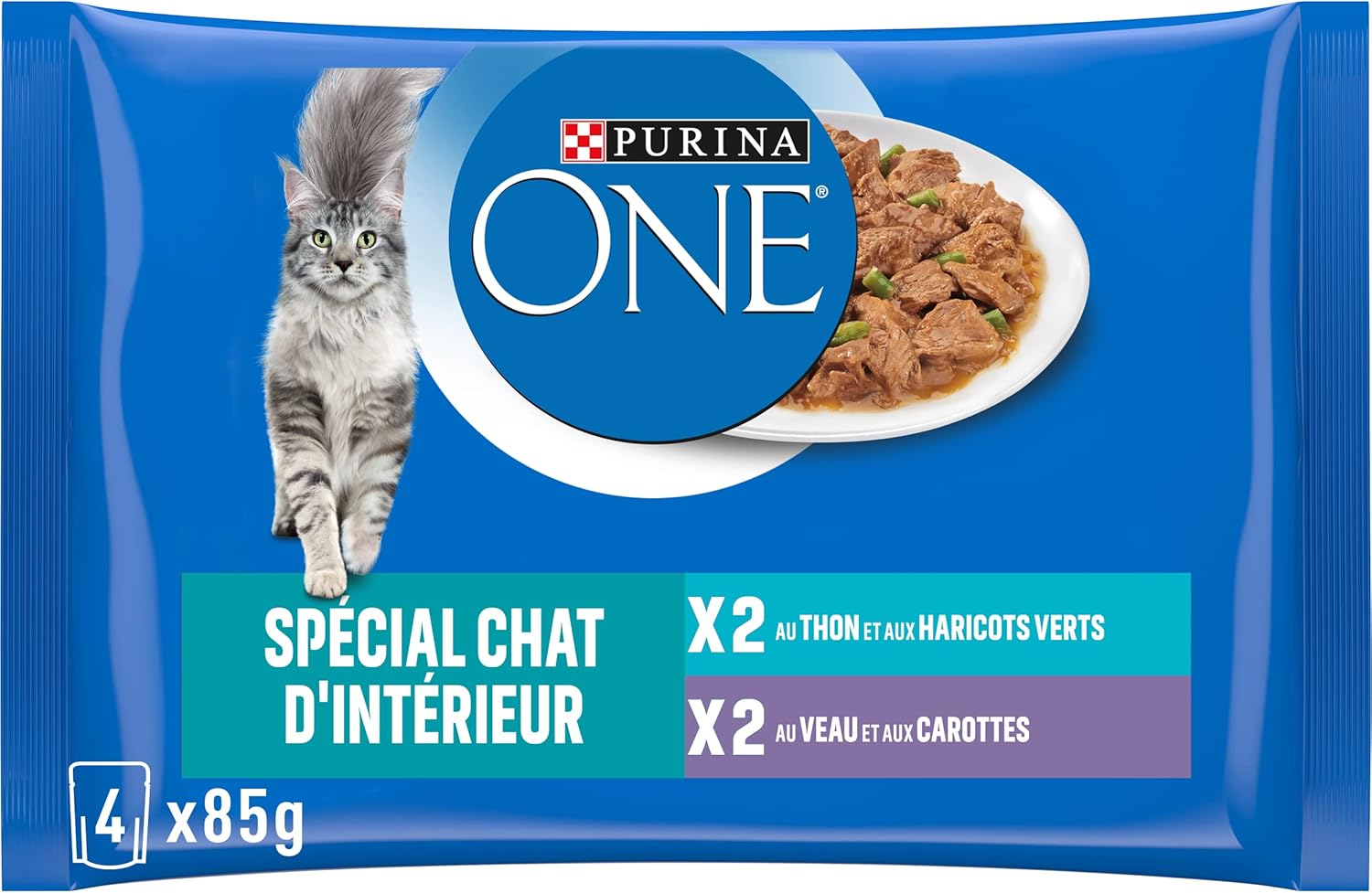 Purina ONE Cat Thinned in Sauce Meal for Adult Cats Calf/Tuna 4 x 85g - Image 1