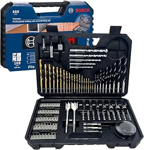Bosch Professional 103 pièces Jeu de forets et d'embouts (pour le bois, la pierre et le métal, accessoires outils de perçage et de vissage) - Image 1