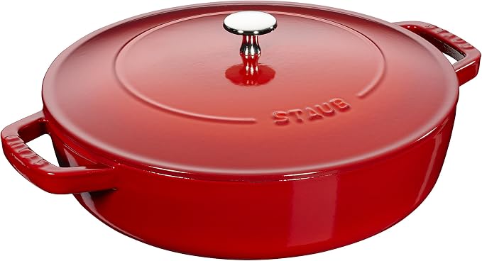 STAUB Chistera Cast Iron Sauté Pan, Diameter 24 cm, 2.4 L, Cherry - Image 1