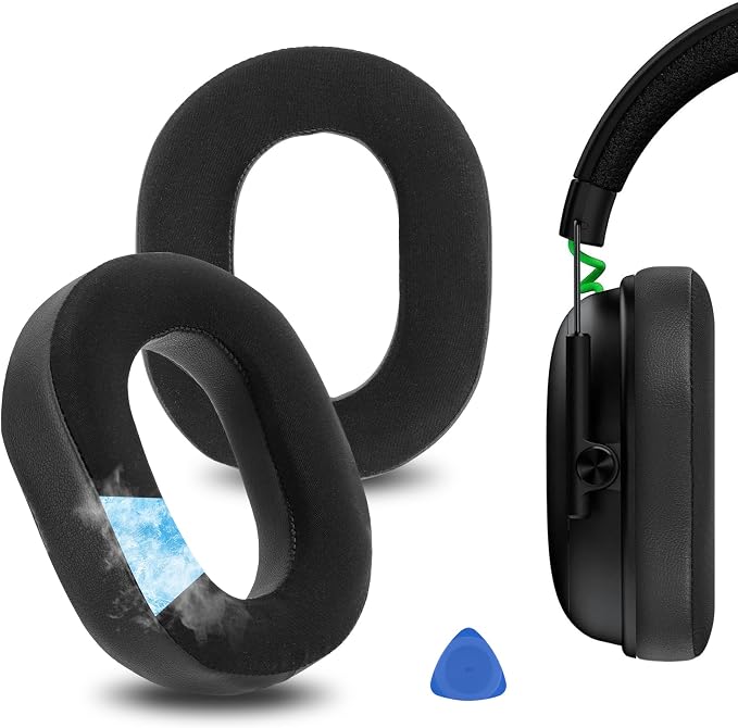 Geekria Replacement Cooling Gel Earpads for Razer BlackShark V3 Wireless/V3X Headphones (Does Not Fit V3 Pro) - Replacement Parts (Black) - Image 1