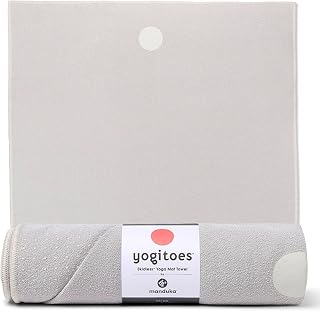 Manduka Yogitoes Serviette de Yoga antidérapante et à séchage Rapide pour Yoga Chaud avec Fond en Caoutchouc à Pois antidérapants 180 cm de Long, Fine et légère - Image 1