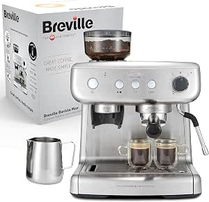Breville Barista Max Coffee Machine/Espresso Machine, Semi-Automatic with Integrated Grain Grinder, Milk Frothing Steam Nozzle & 15 Bar Italian Pump [VCF126X] - Image 1