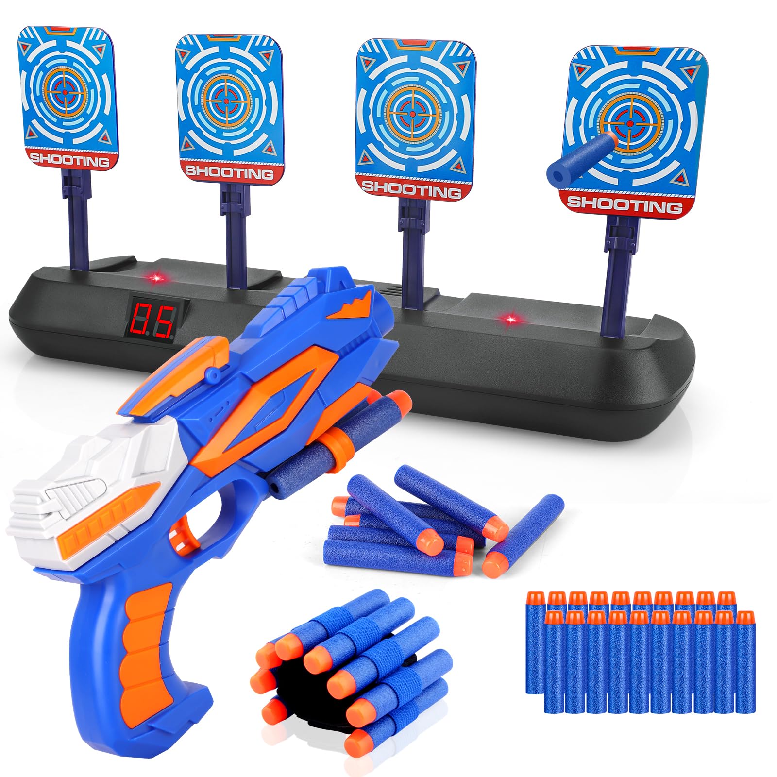 Cible de Tir pour Nerf avec Pistolet Jouet, Cible Electrique Automatique avec 20 Flechette Jeux Enfant Garçon Fille 3 4 5 6 7 8 9 10 Ans Cadeau Anniversaire Paques Balster Gun Toy - Image 1
