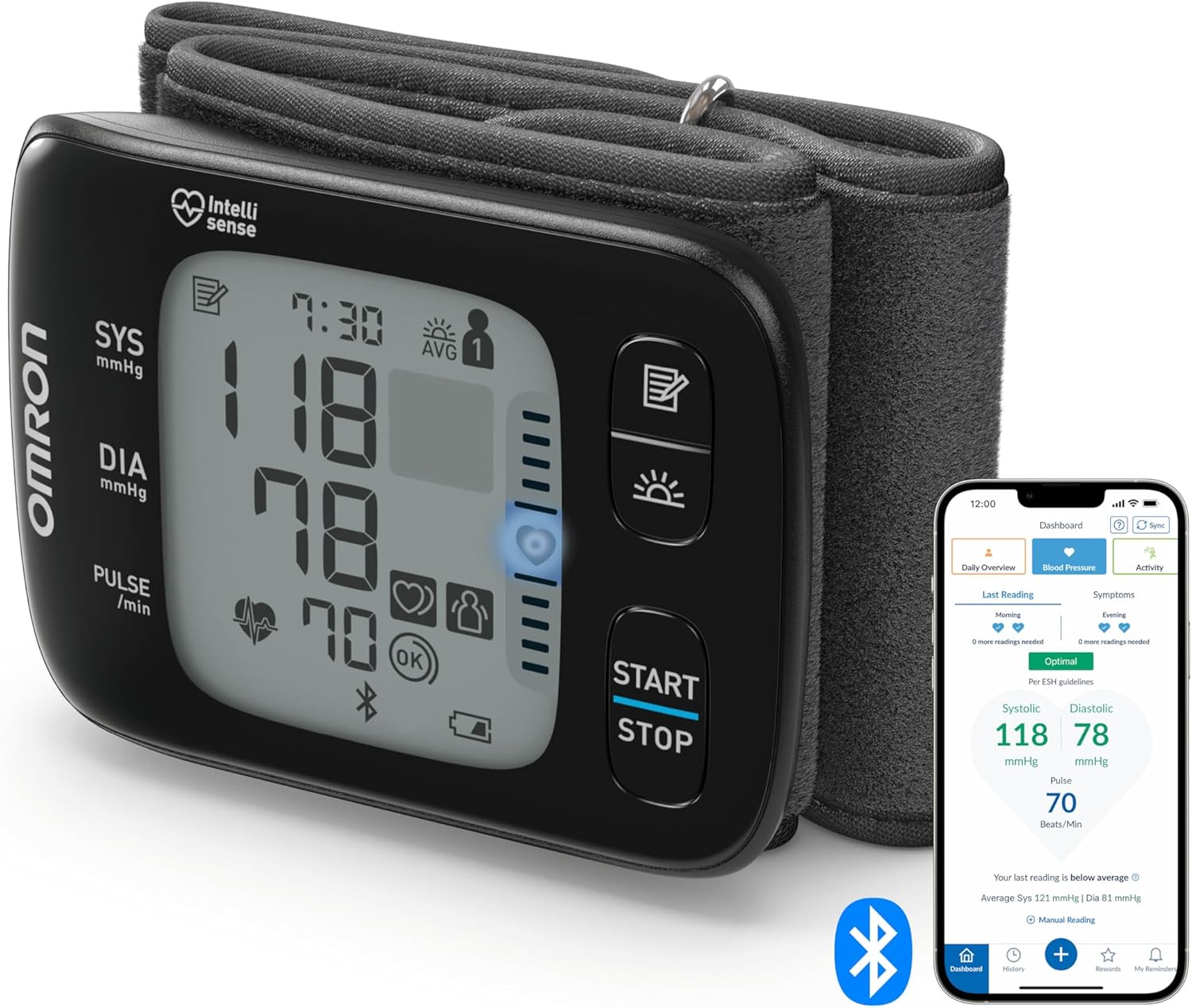 OMRON RS7 Intelli IT Wrist Blood Pressure Monitor with Bluetooth Connection, Compatible with Smartphones, Clinically Validated, Portable, 2 User Memory x 100 Measurements - Image 1