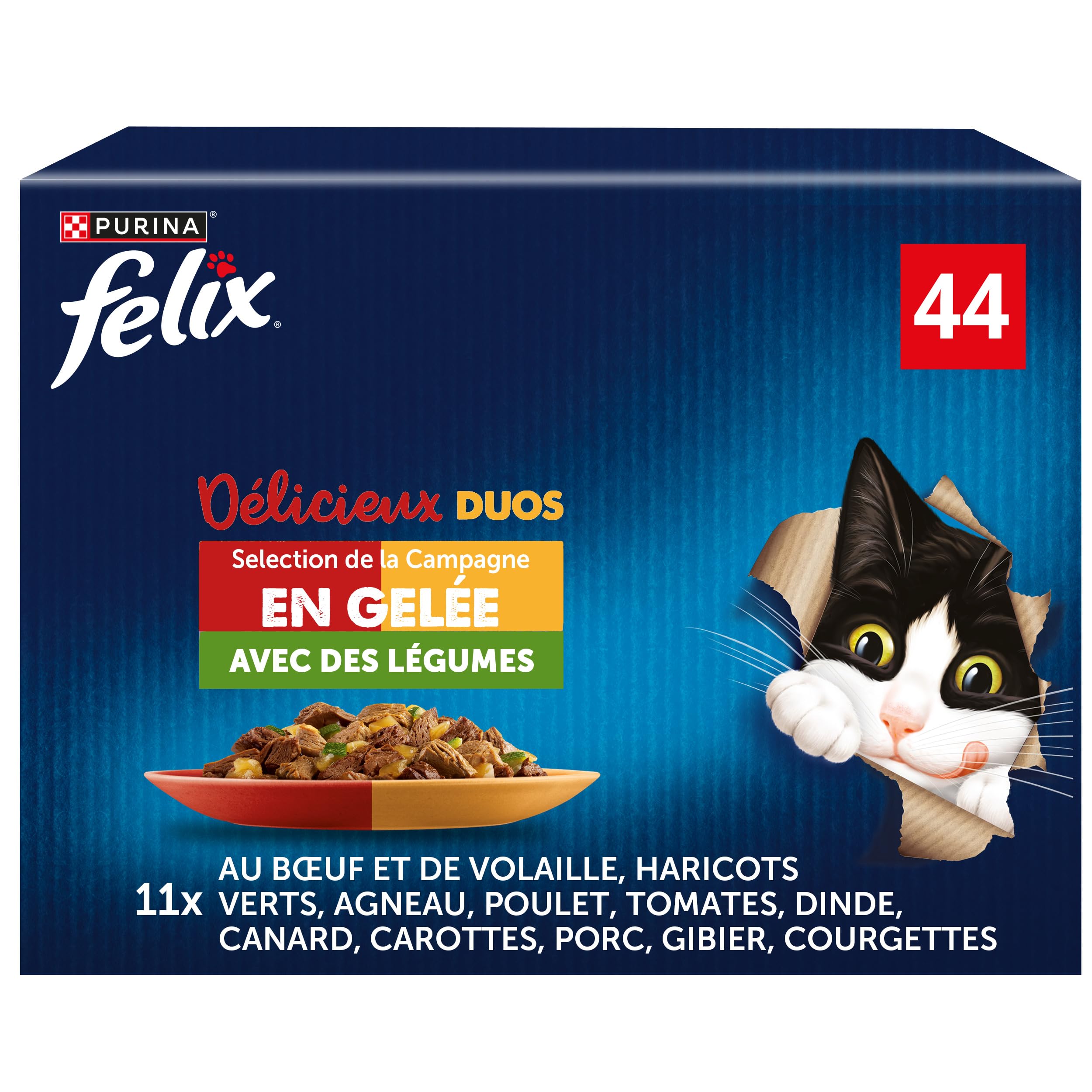FELIX | Delicious Duos | Jelly | Adult Cat | Vegetable Campaign Selection | Fresh Sachets | 44x85g - Image 1