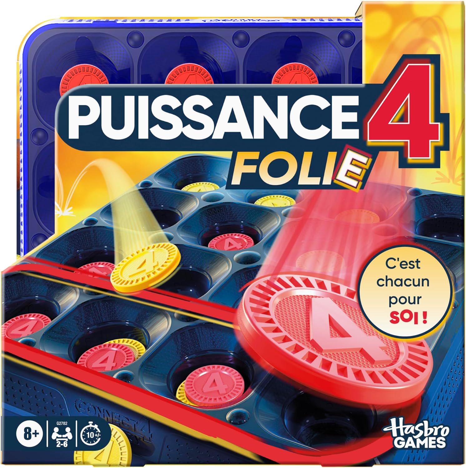 Puissance 4 Folie, Jeu de Plateau - Version Française Rapide pour Enfants et Familles, Jeu de Société Hasbro avec Pions à Faire Rebondir, Jeux de société, Dès 8 Ans - Image 1