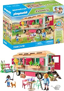 Playmobil 71441 Camper Café Boutique - Country - with 4 Animals and 3 Characters - Toy made with More than 80% recycled or bio-based materials on average. From 4 years old - Image 1