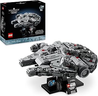 LEGO Star Wars 75375 Millennium Falcon - Set de Construction de Vaisseau Spatial Collector pour Adulte - Présentoir & Plaque Descriptive pour Déco de Bureau - Cadeau pour Fans de Un Nouvel Espoir - Image 1