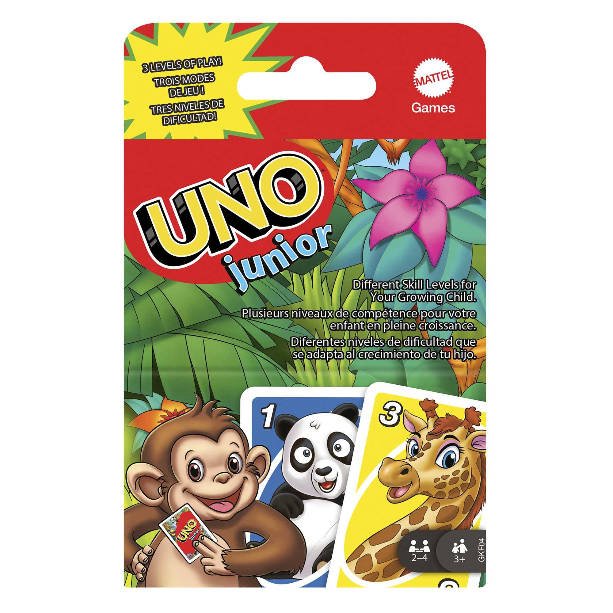 Mattel Games UNO Junior, Family Card Game for Children and Adults, Party Game for Family or Travel Games, 2-4 Players, Toy for 3 Years Old and Up Child, GKF04 - Image 1