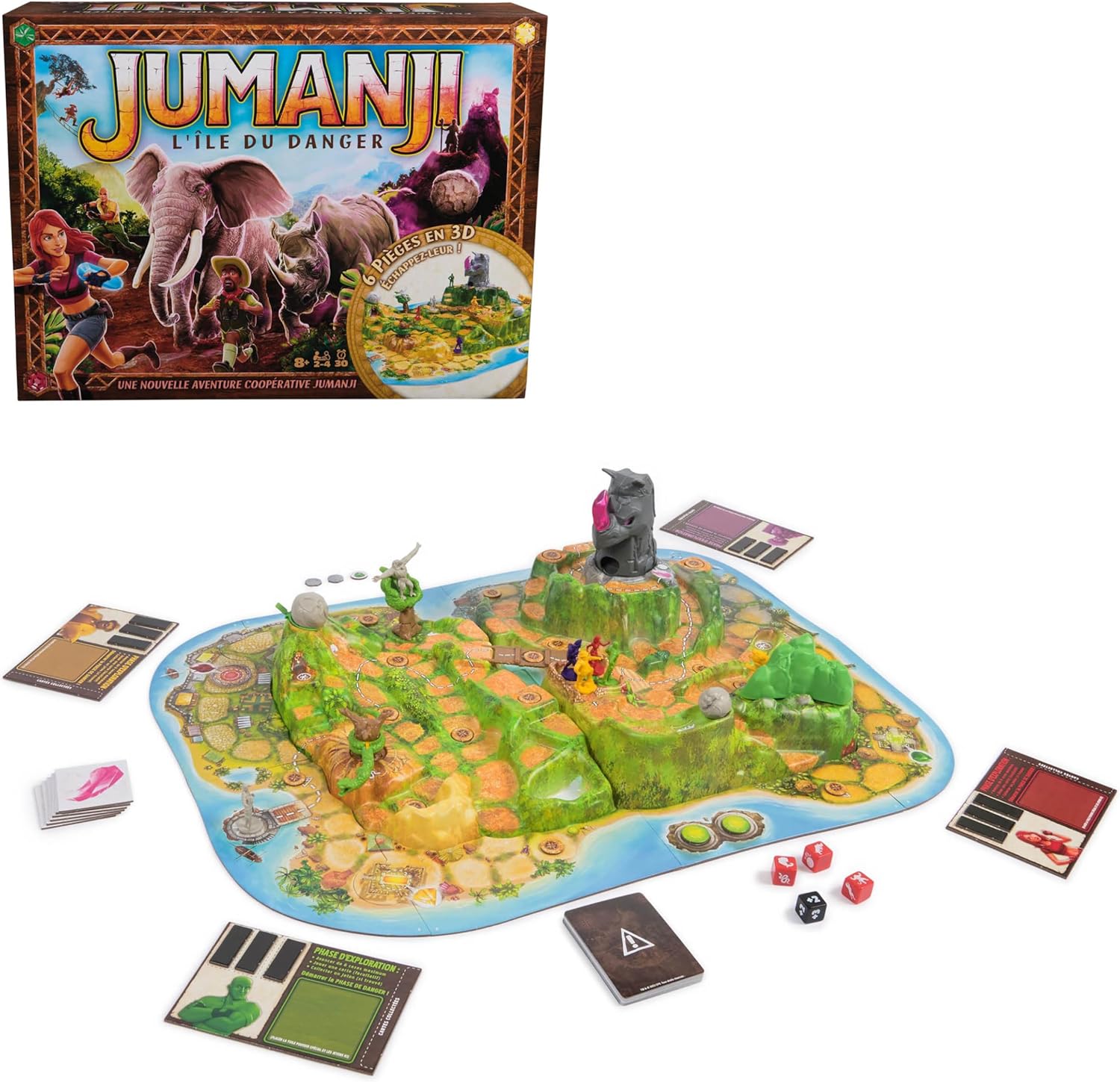 JUMANJI The Island of Danger - Jumanji 3D Game - Board Game with Many Challenges - Jumanji Movie Atmosphere - Family Board Game - French Version - Child Game 8+ Years and Above - Image 1