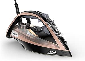 Tefal Ultimate Pure Steam Iron, 260g/min, 350ml Water Tank, 3m Power Cable, 3100W, Black and Rose Gold, FV9845 - Image 1