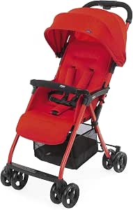 Chicco OHlalà 3 Baby Strollers Ultra Light, Compact, Foldable and Tilting from Birth to 15 kg, with Large Basket, Rain Cover Included and Extendable Roof – Red Passion - Image 1