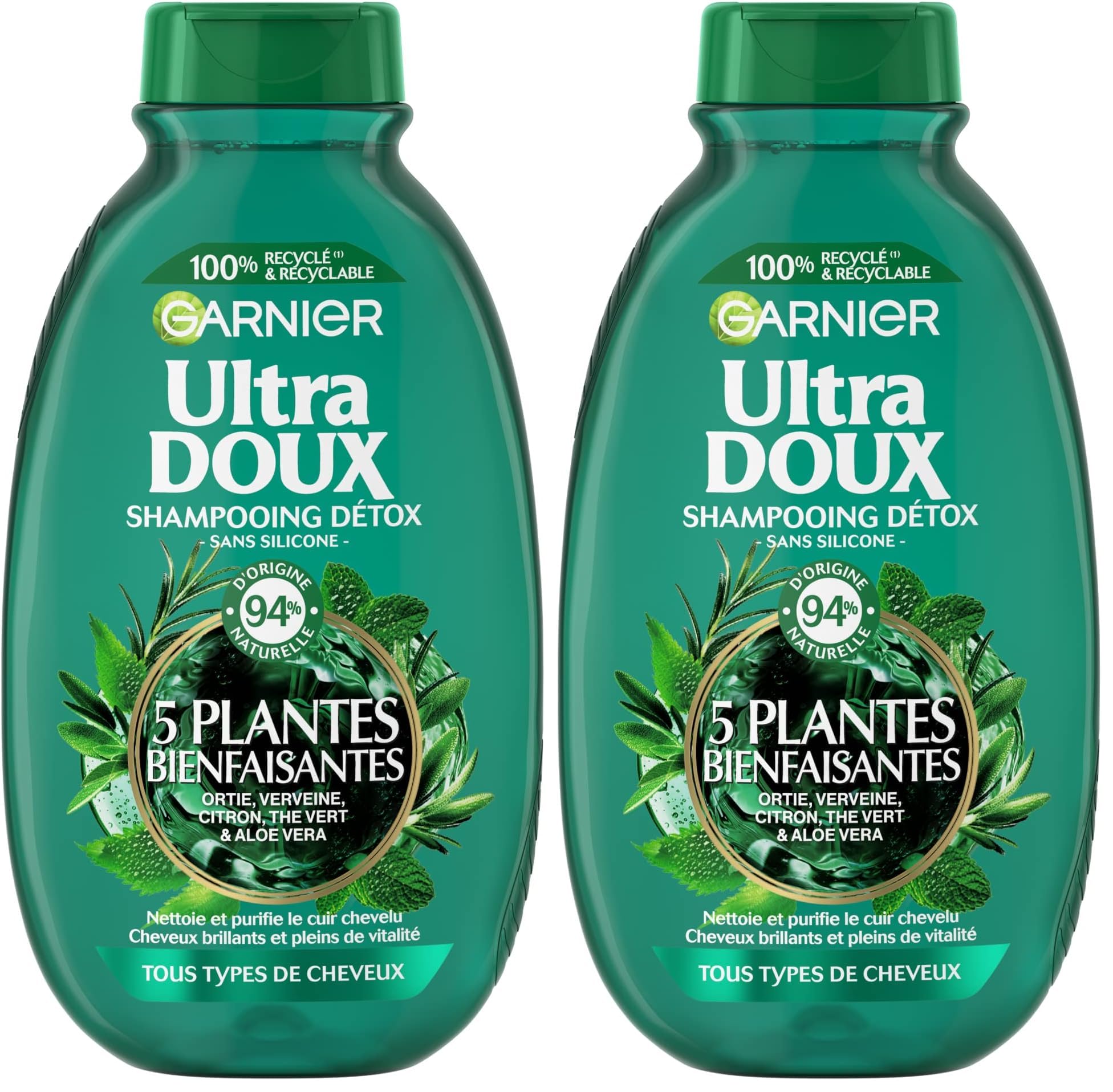 Garnier Ultra Doux Purifying Shampoo 5 Plants 300 ml (Pack of 2) - Image 1