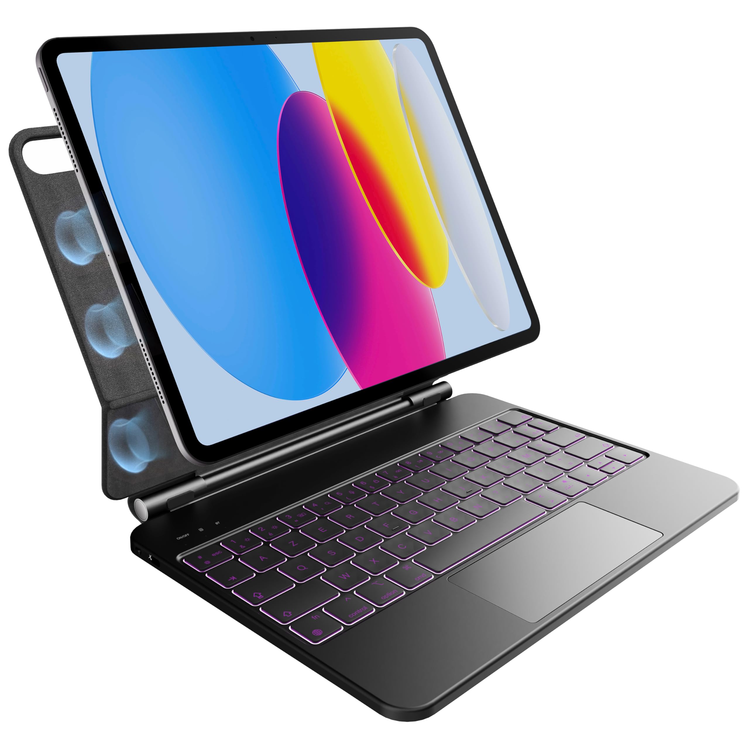 Keyboard Case for iPad A16 2025 & iPad 10th Generation 2022, 7 Colors Backlight, Multi-Touch Touchpad, Floating Magnetic Design, AZERTY Black - Image 1