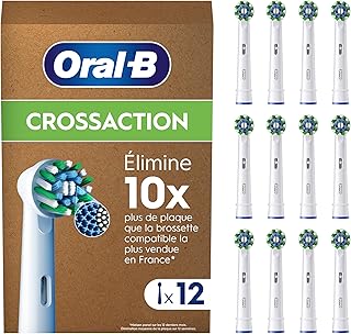 Oral-B Pro Brossettes De Rechange Cross Action ORIGINALES, Lot de 12 Embouts Ronds, Blancs, Compatibles Avec Des Brosses Electriques Oral B Pro, Filaments Pour Eliminer La Plaque Dentaire, En Carton - Image 1