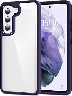 Case for Samsung Galaxy S21 5G 6.2 Inch, Anti-Yellowing Transparent Phone Case, Shockproof Protective Cover - Dark Purple - Image 1