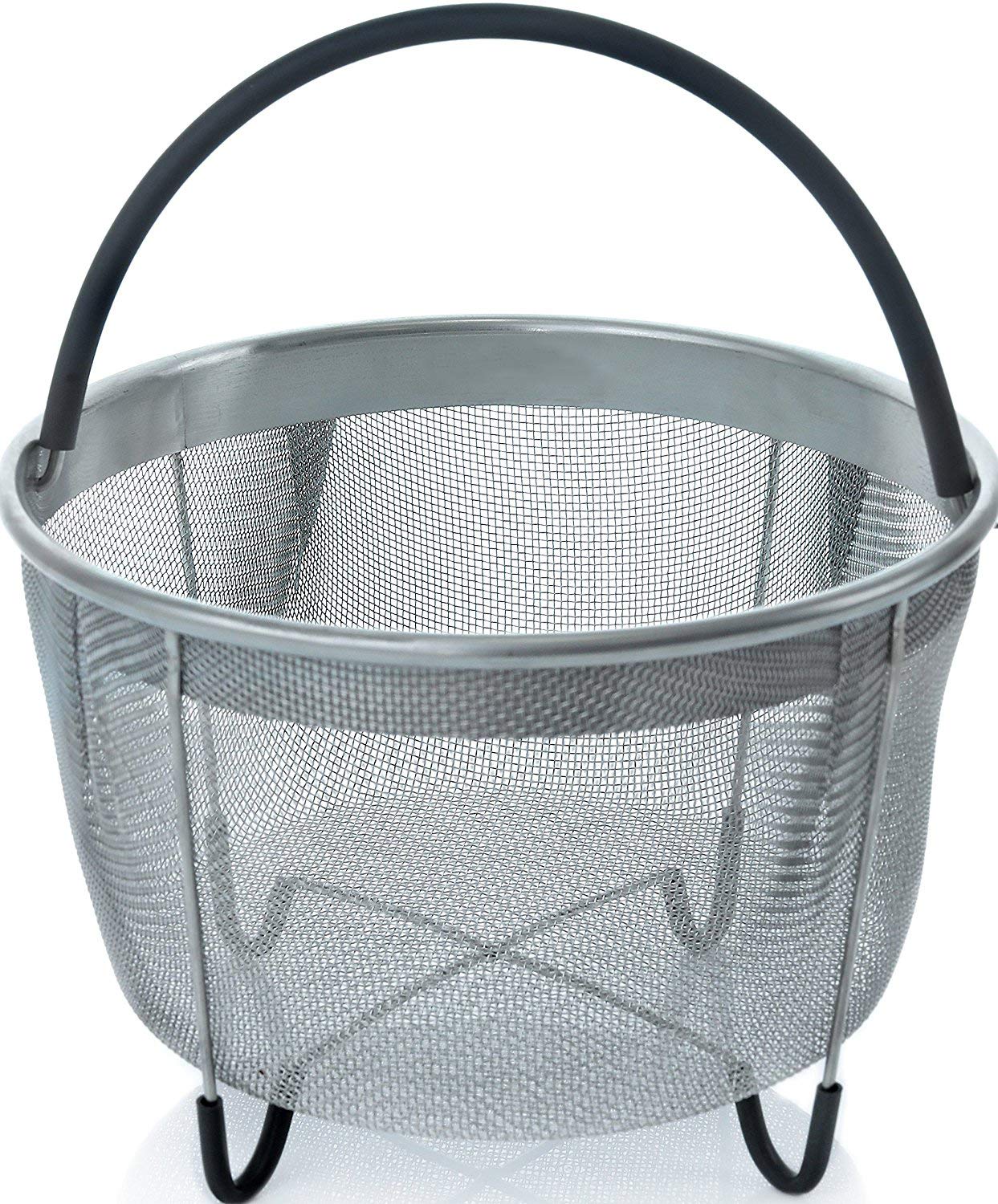 6QT Stainless Steel Steamer Basket with Handle for Instant Pot Accessories Fits Most Pressure Cookers - Steaming Vegetables, Eggs, 6qt Black - Image 1