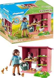 Playmobil 71308 Agricultrice et poulailler - Country - avec Un Personnage, Un poulailler et des Animaux - Gamme Ferme avec Plus de 80% de matériaux recyclés ou biosourcés en Moyenne - Dès 4 Ans - Image 1
