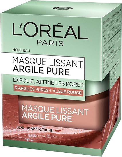 L'Oréal Paris - Exfoliating Clay Face Mask - Purified Skin & Smooth Pores - With 3 Pure Clays & Red Algae - Fast & Visible Results - All Skin Types - 50 ml - Image 1
