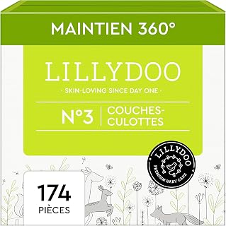 LILLYDOO - Couches-culottes Bébé, Taille 3 (6+ kg), Box mensuelle (174 pièces), Ultra-Douces et Anti-fuites, sans Parfum et Lotion pour les peaux sensibles, Testées dermatologiquement - Image 1